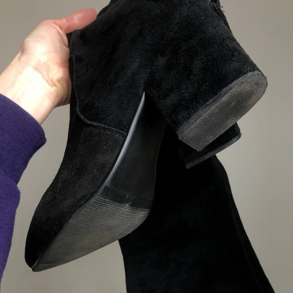 OVER THE KNEE BOOTS Heeled black suede leather OTK booties - Picture 6 of 6